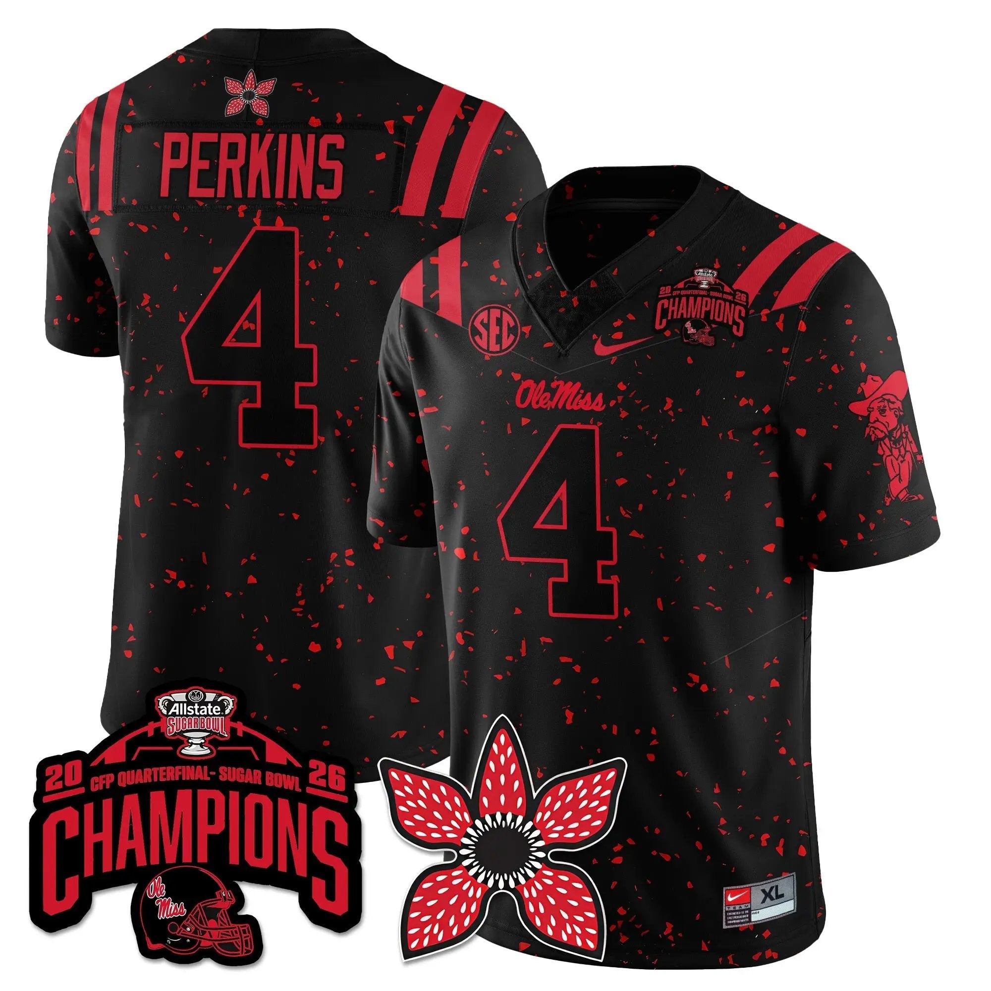 OMB Football Stranger Things Vapor Limited Jersey - Allstate Sugar Bowl Champions by Ole Miss Rebels