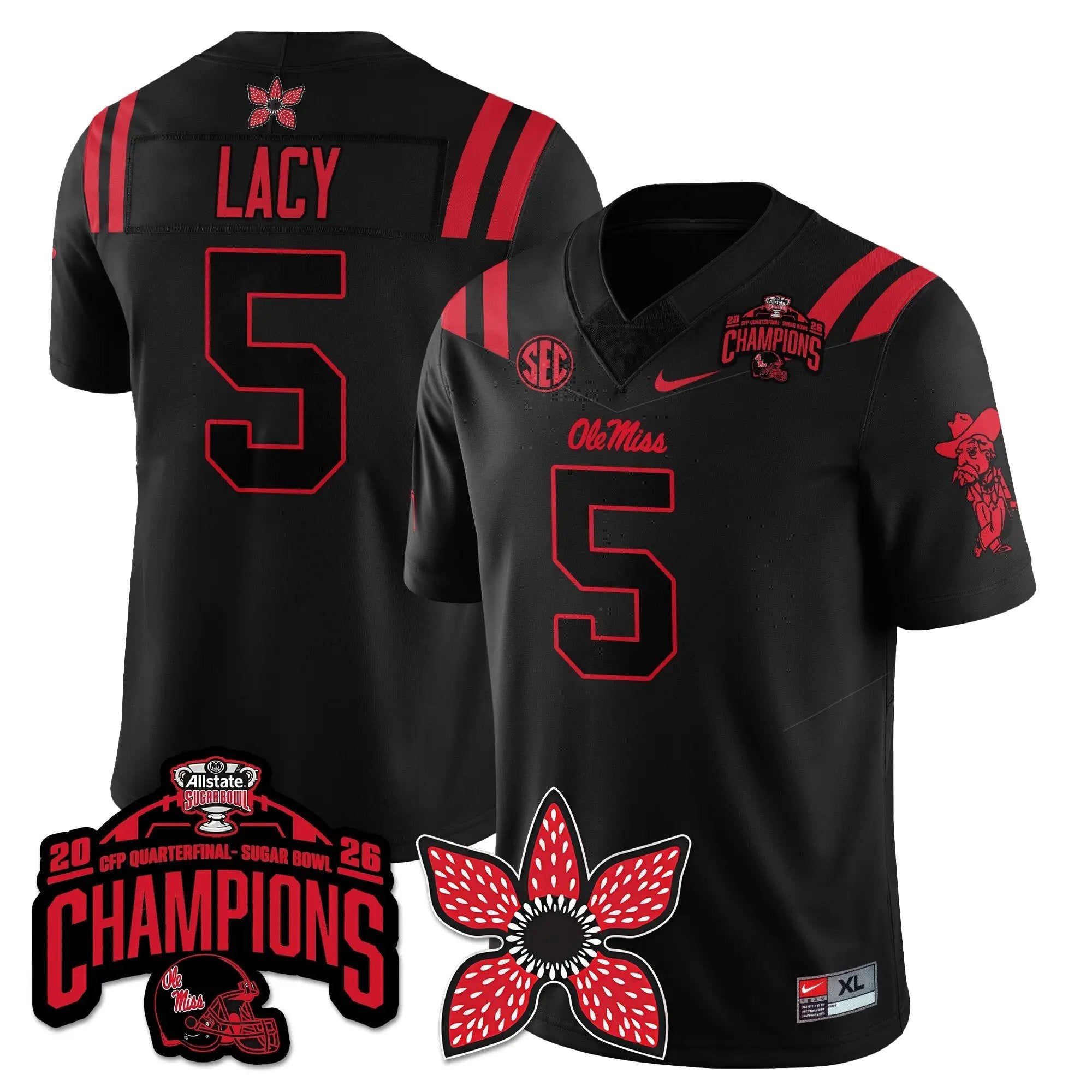 OMB Football Stranger Things Vapor Limited Jersey - Allstate Sugar Bowl Champions by Ole Miss Rebels