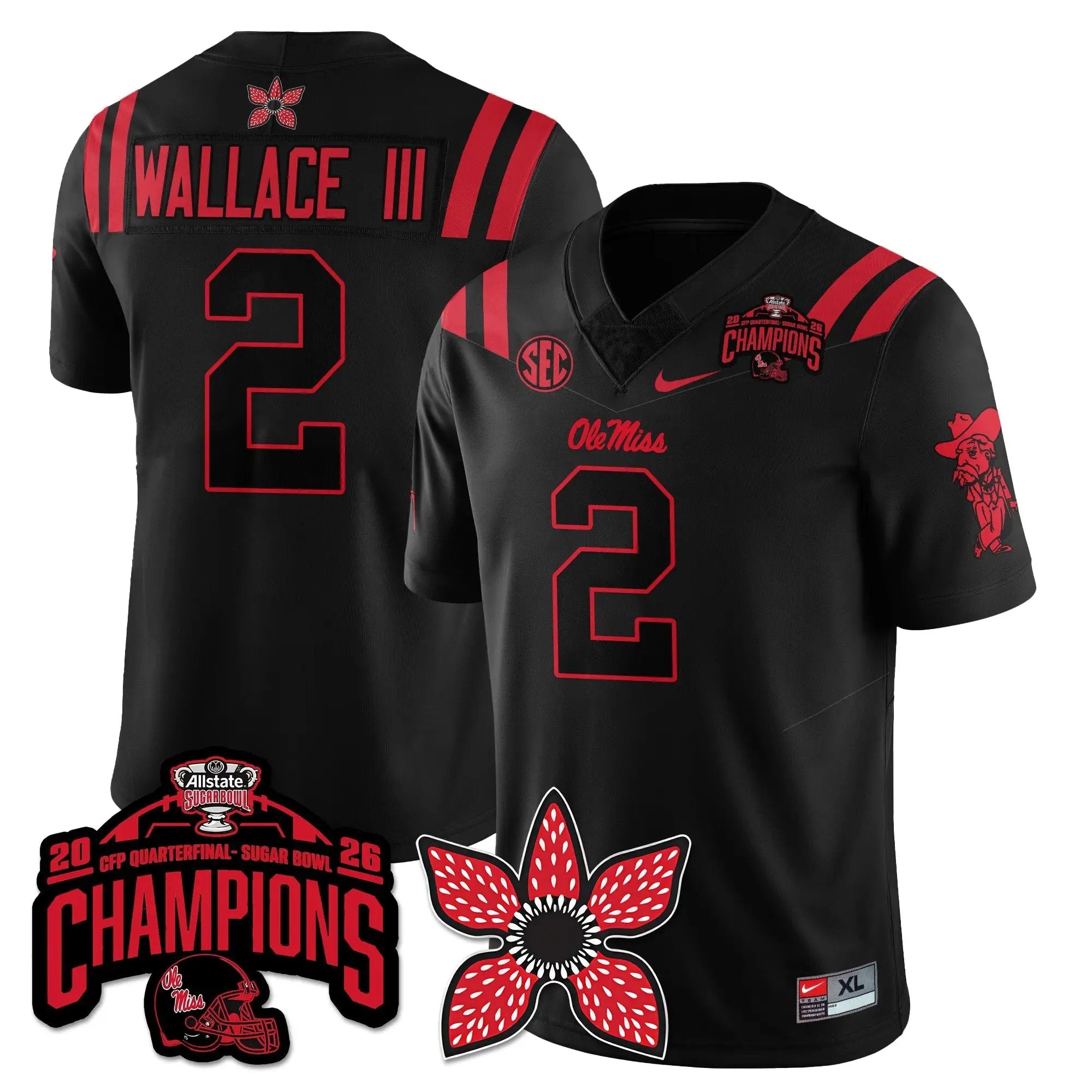 OMB Football Stranger Things Vapor Limited Jersey - Allstate Sugar Bowl Champions by Ole Miss Rebels