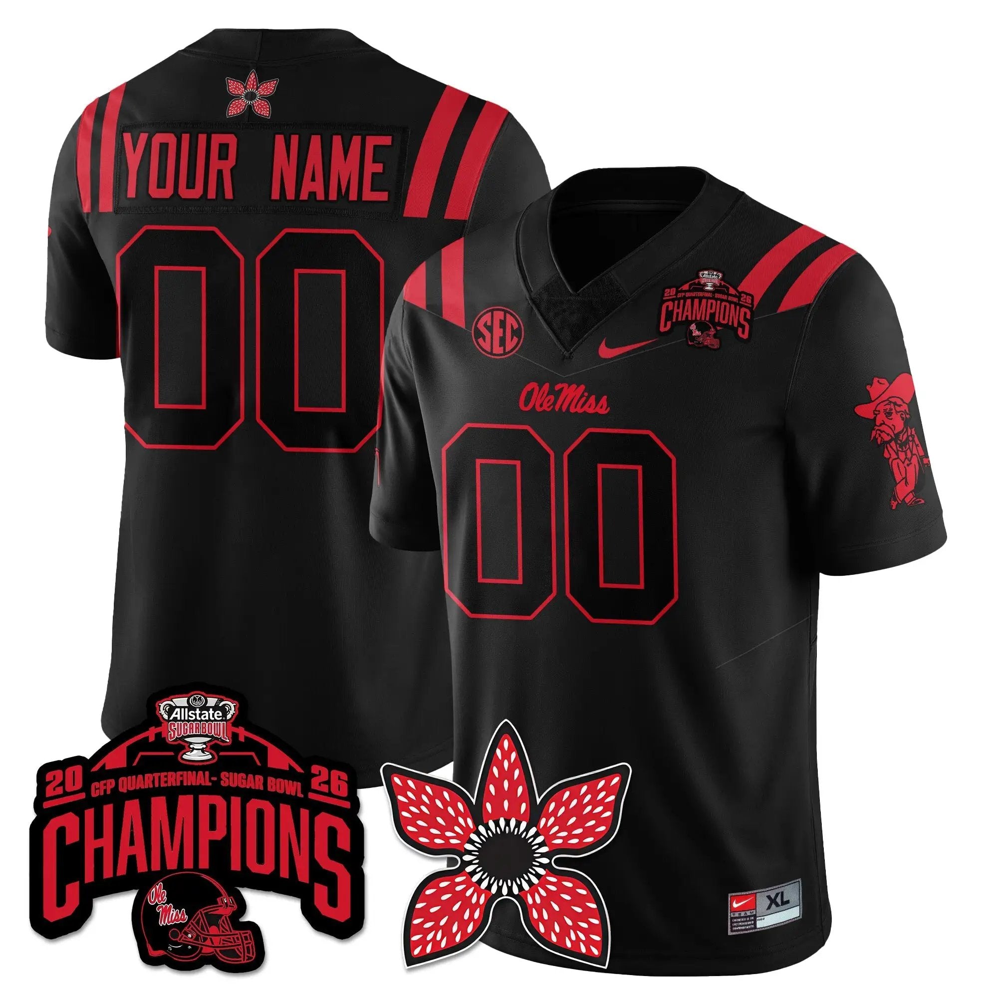 OMB Football Stranger Things Vapor Limited Jersey - Allstate Sugar Bowl Champions by Ole Miss Rebels