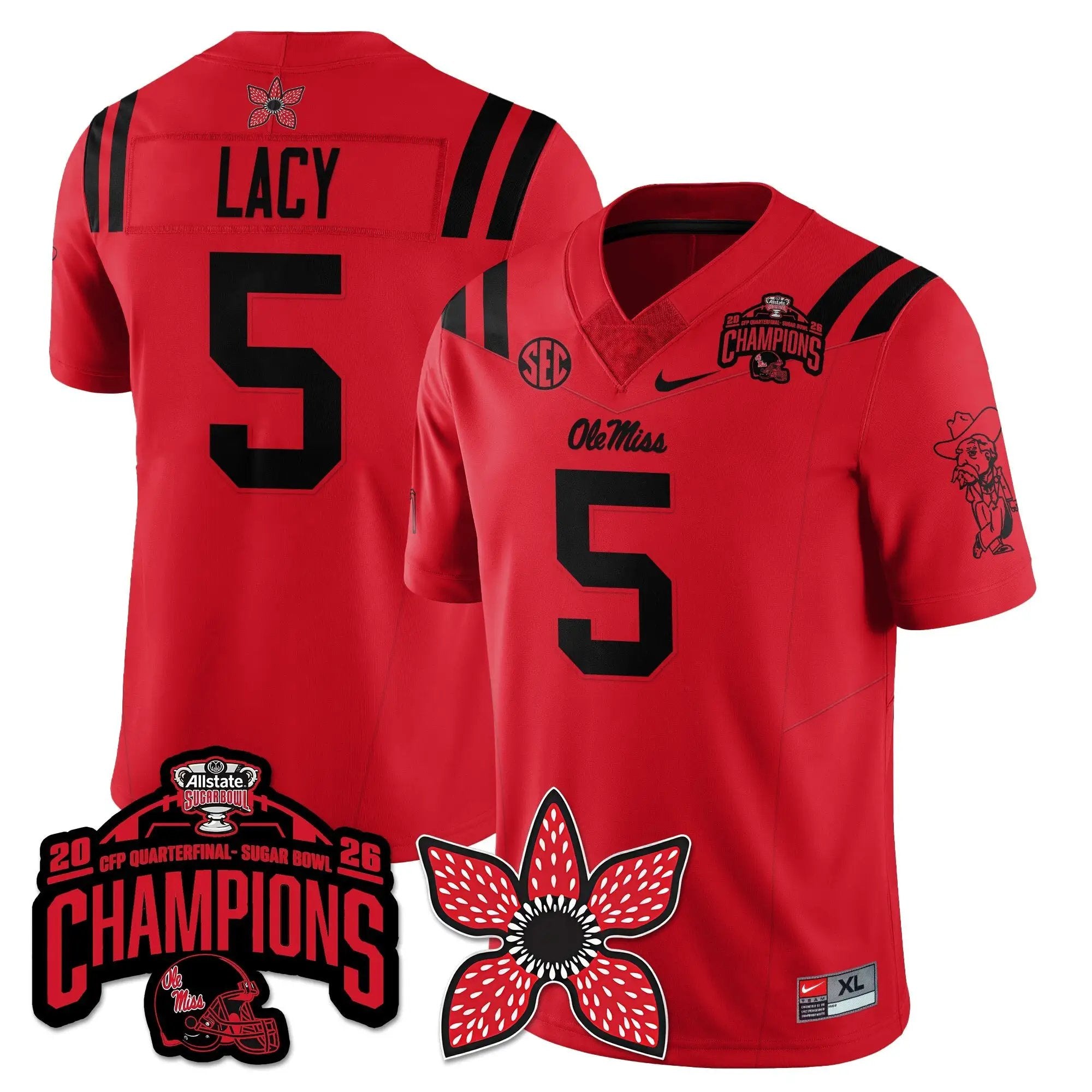 OMB Football Stranger Things Vapor Limited Jersey - Allstate Sugar Bowl Champions by Ole Miss Rebels