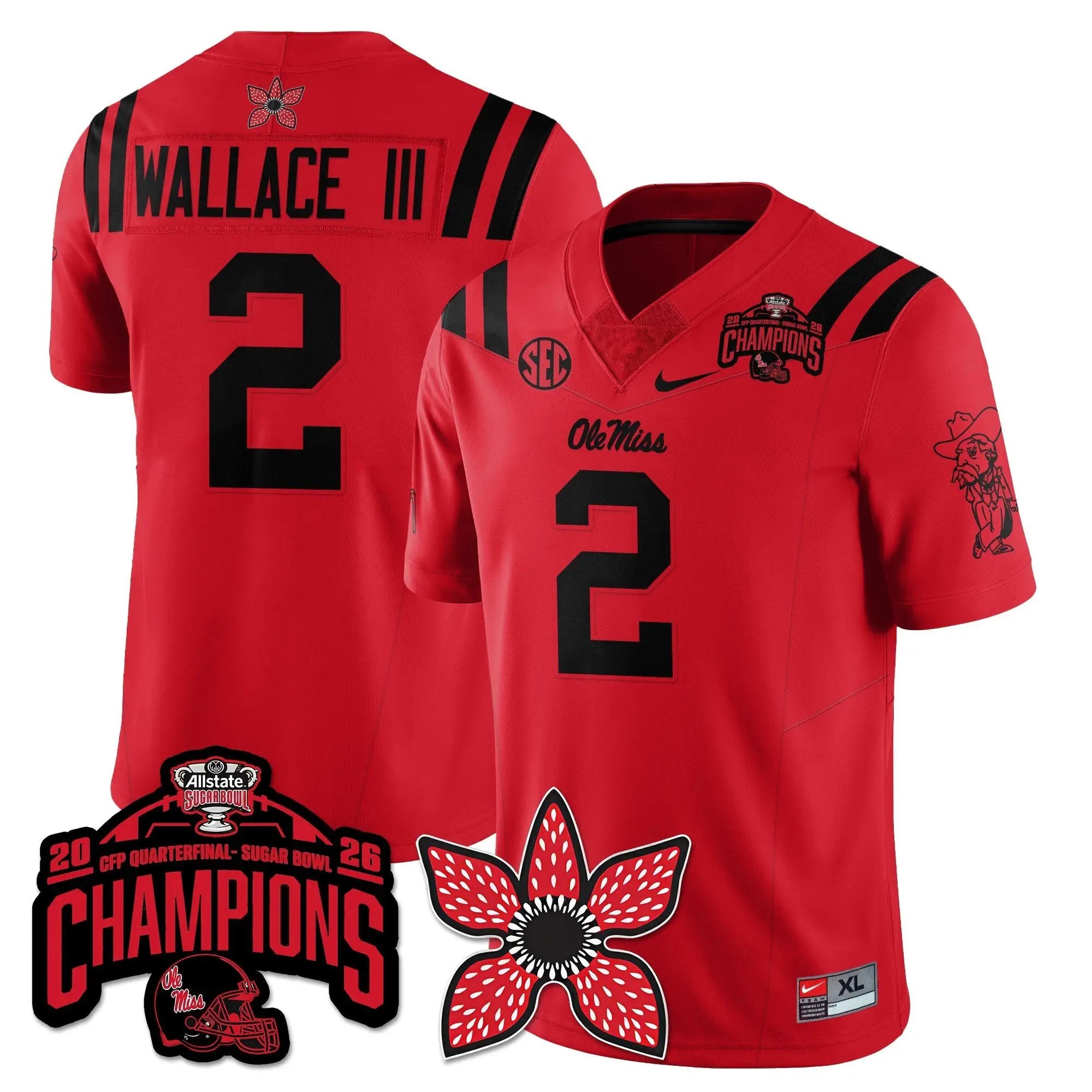 OMB Football Stranger Things Vapor Limited Jersey - Allstate Sugar Bowl Champions by Ole Miss Rebels