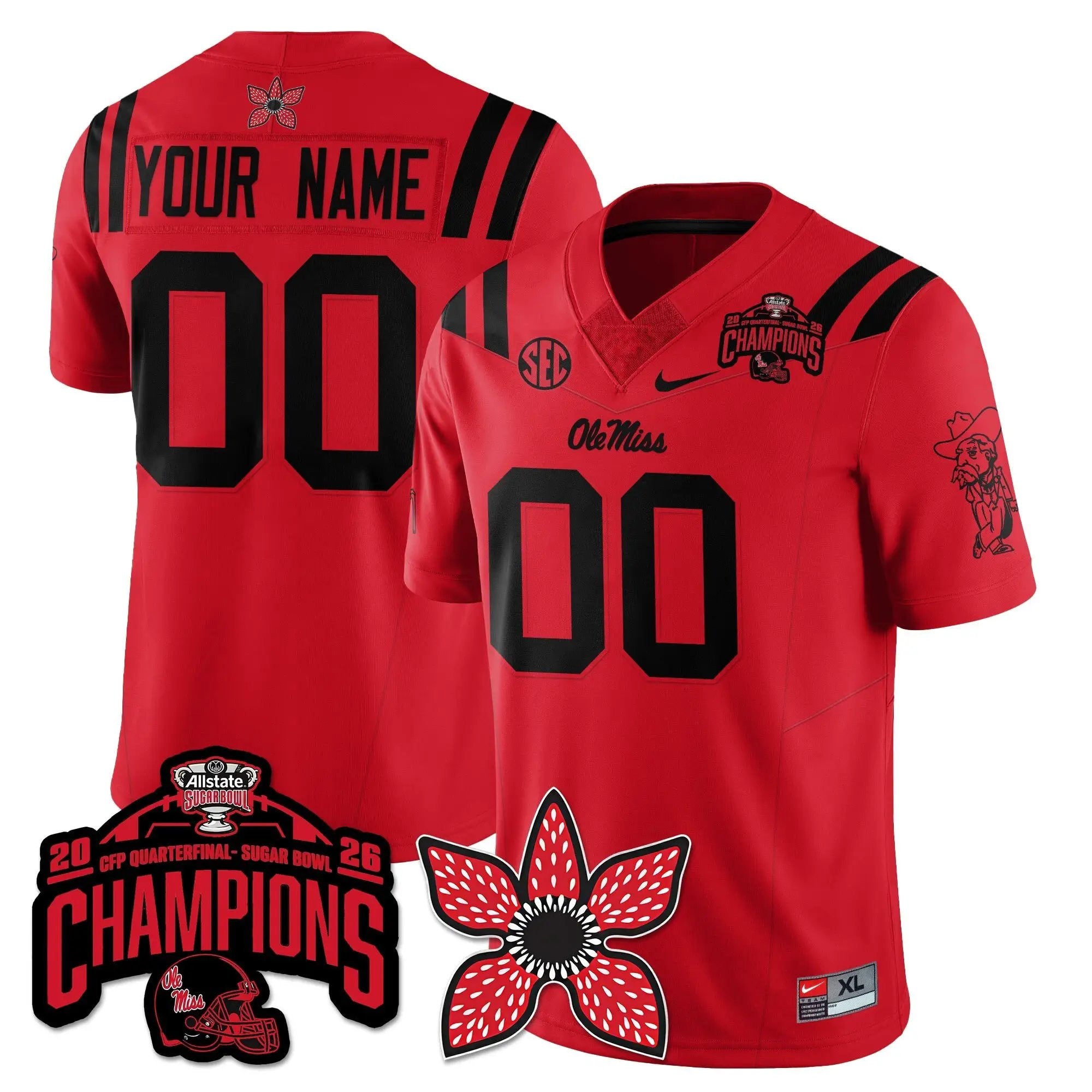 OMB Football Stranger Things Vapor Limited Jersey - Allstate Sugar Bowl Champions by Ole Miss Rebels