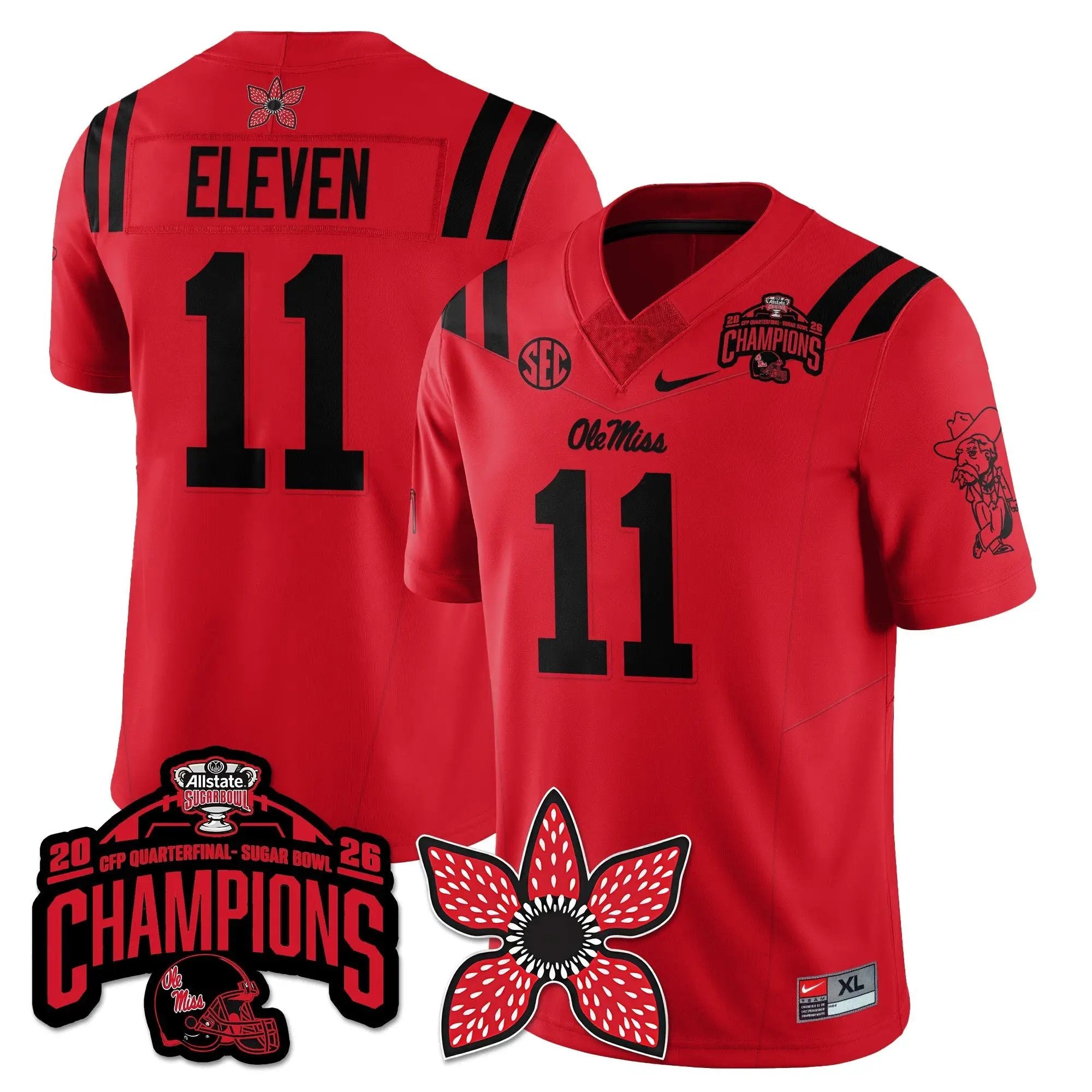 OMB Football Stranger Things Vapor Limited Jersey - Allstate Sugar Bowl Champions by Ole Miss Rebels