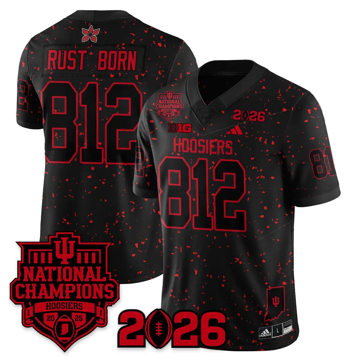 Indiana Hoosiers Stranger Things Vapor Limited Football Jersey - 2025 National Champions by Bigdasport