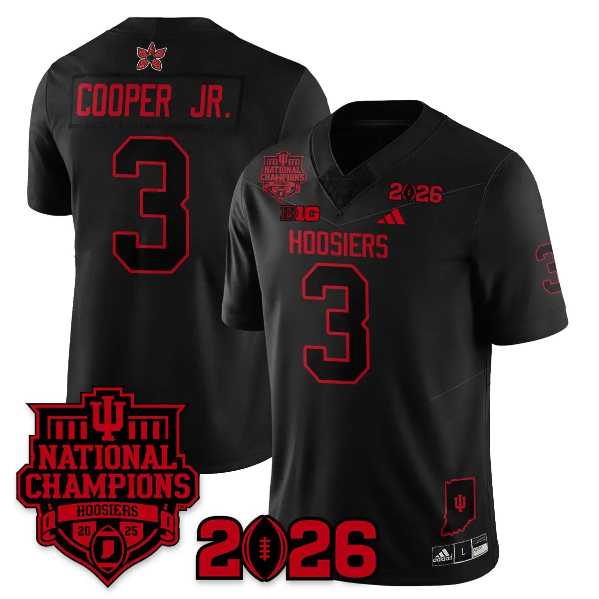 Indiana Hoosiers Stranger Things Vapor Limited Football Jersey - 2025 National Champions by Bigdasport