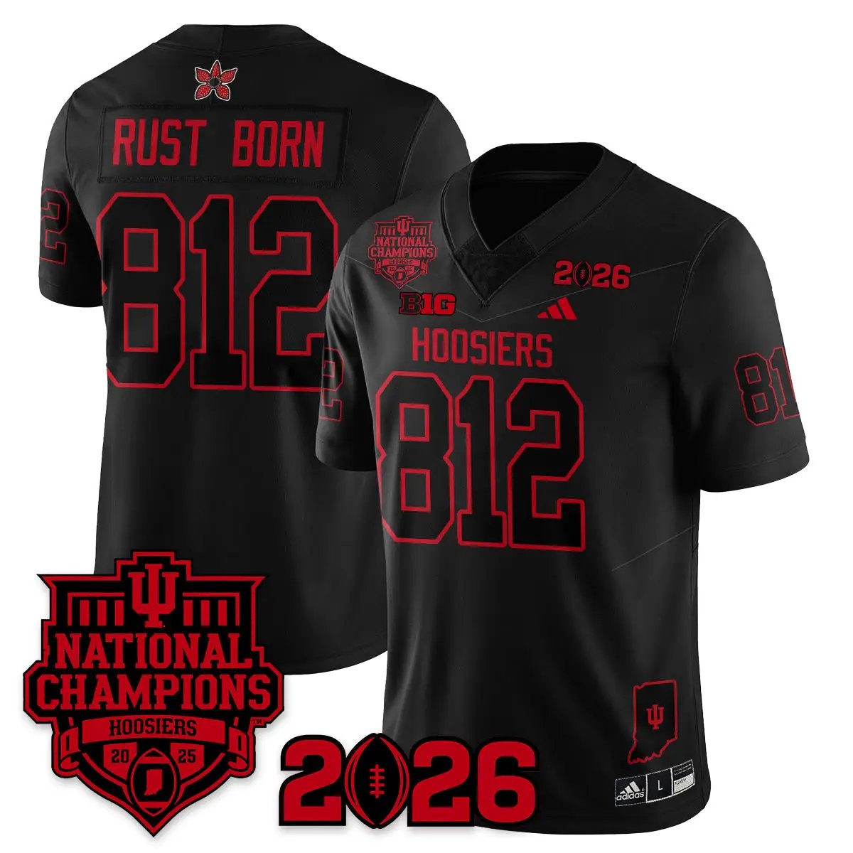 Indiana Hoosiers Stranger Things Vapor Limited Football Jersey - 2025 National Champions by Bigdasport