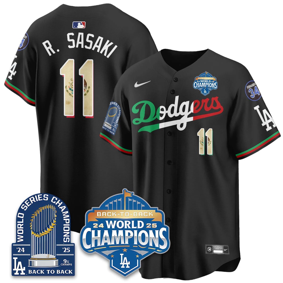 LAD Mexico World Series Champions Jersey - 9x Champs - All Stitched by Hotgearco