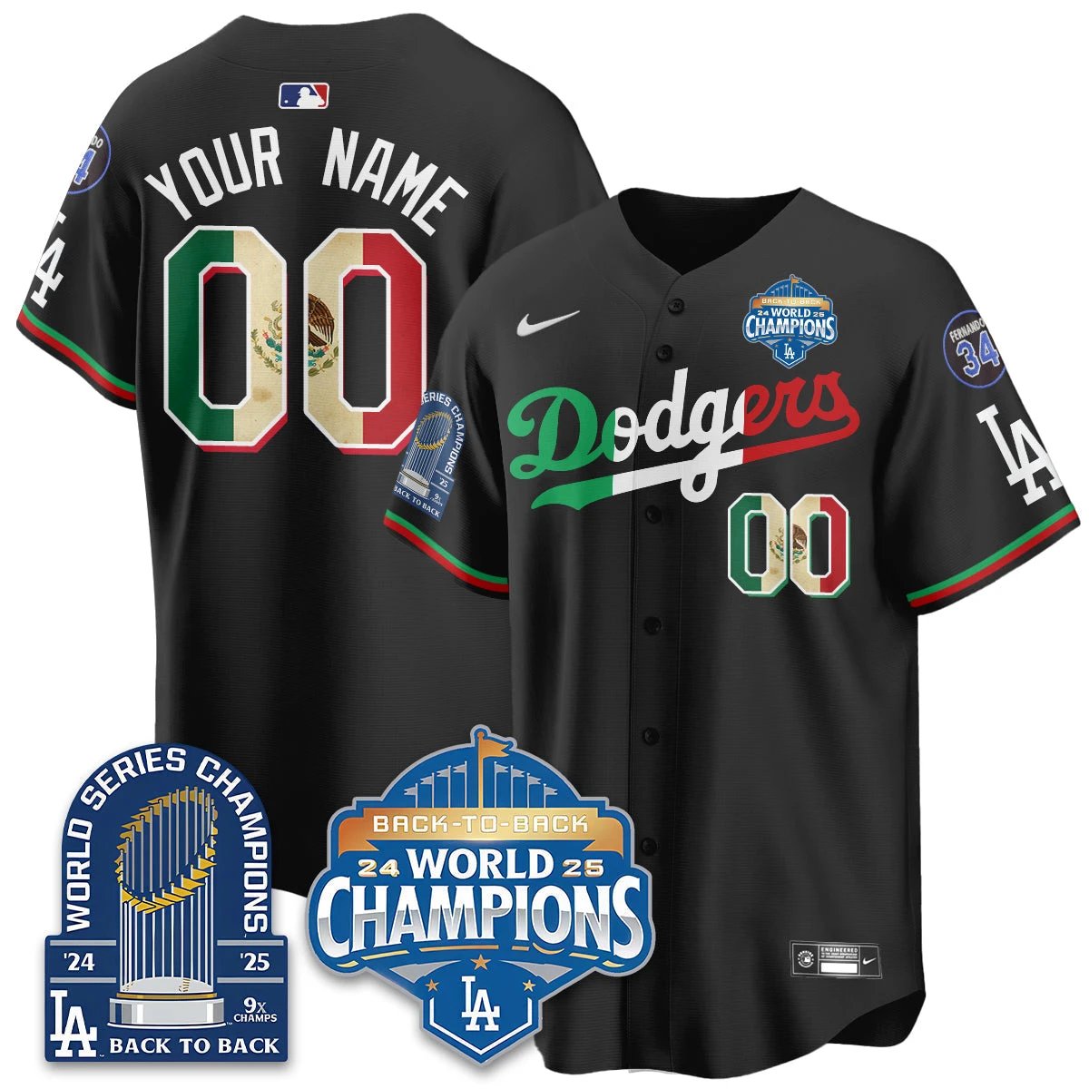 LAD Mexico World Series Champions Jersey - 9x Champs - All Stitched by Hotgearco