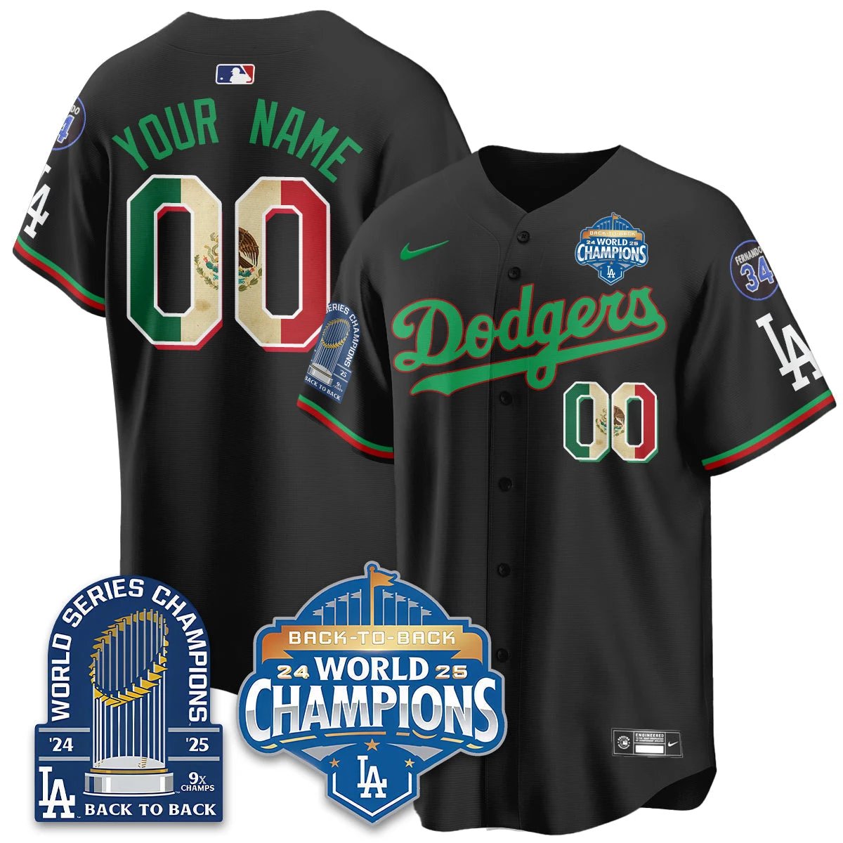 LAD Mexico World Series Champions Jersey - 9x Champs - All Stitched by Hotgearco