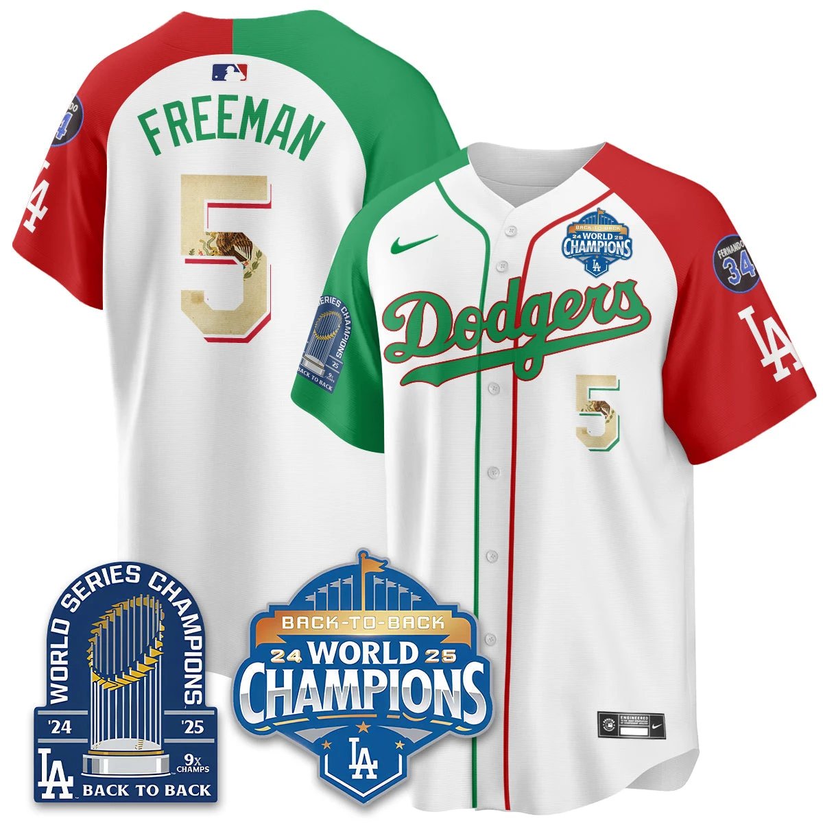 LAD Mexico World Series Champions Jersey - 9x Champs - All Stitched by Hotgearco