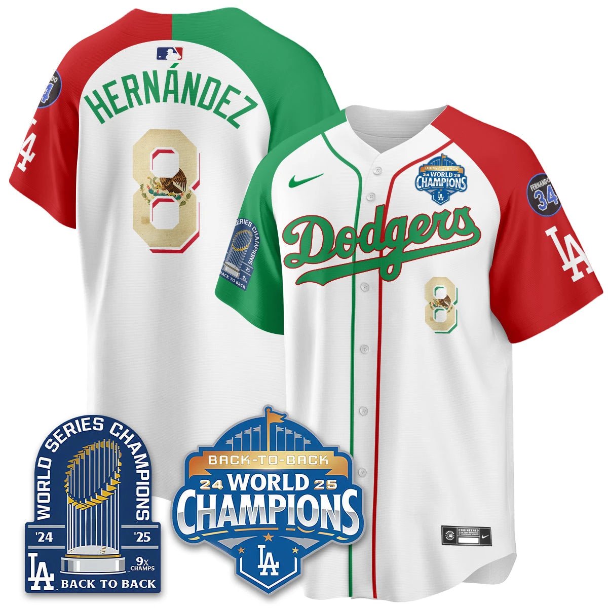 LAD Mexico World Series Champions Jersey - 9x Champs - All Stitched by Hotgearco