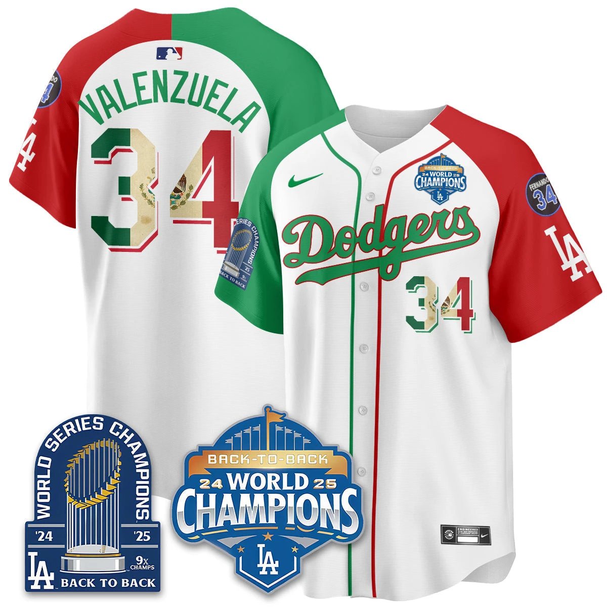 LAD Mexico World Series Champions Jersey - 9x Champs - All Stitched by Hotgearco