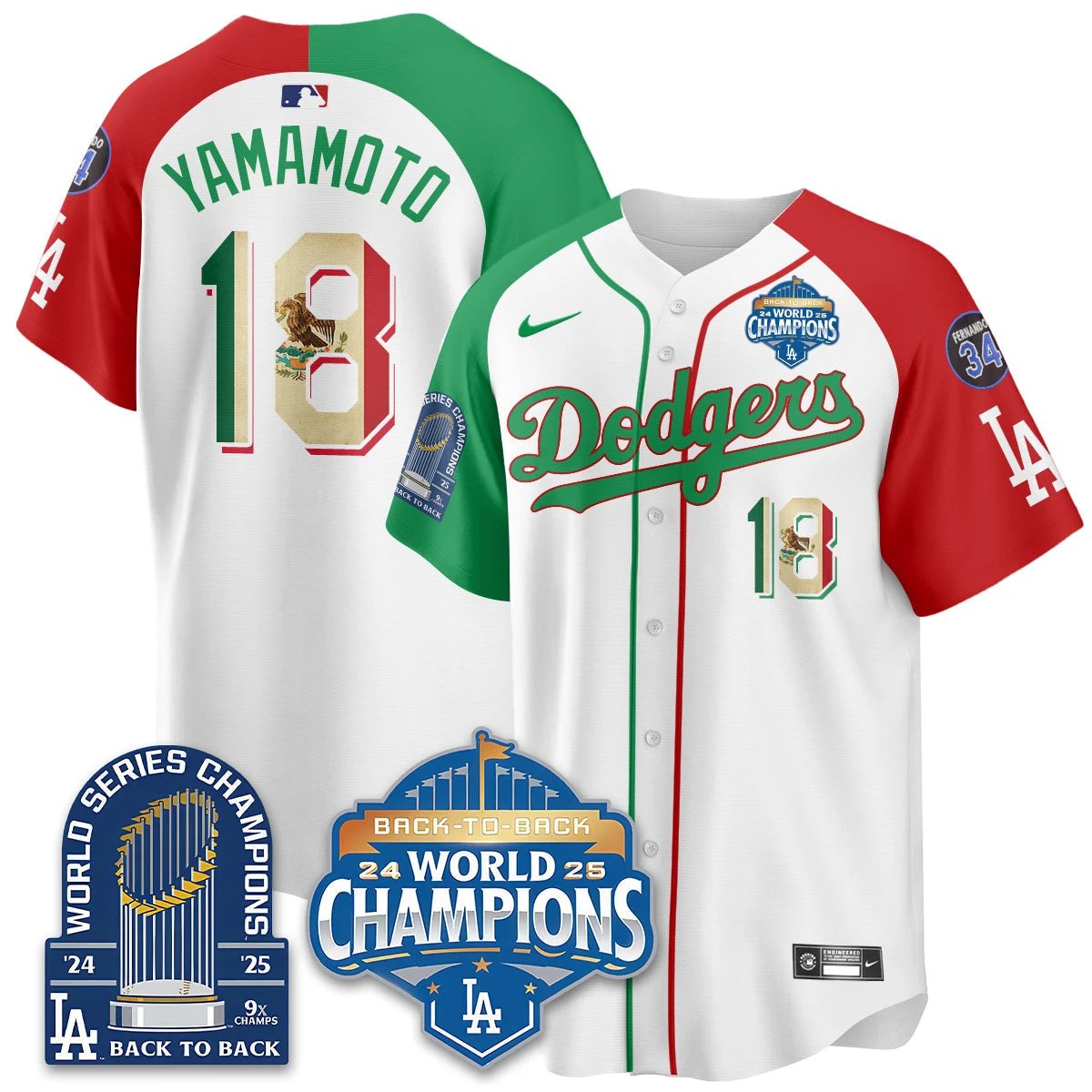 LAD Mexico World Series Champions Jersey - 9x Champs - All Stitched by Hotgearco