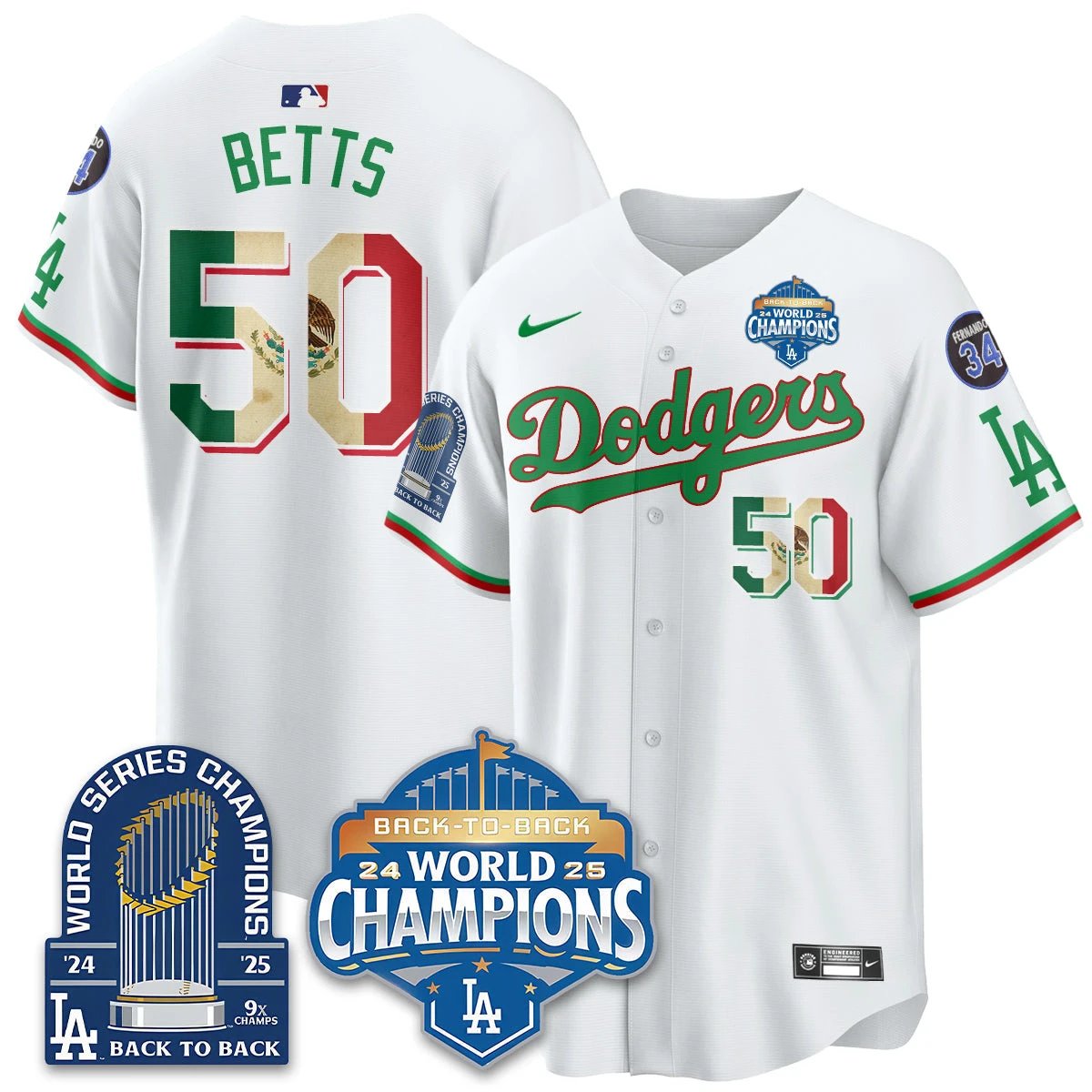 LAD Mexico World Series Champions Jersey - 9x Champs - All Stitched by Hotgearco