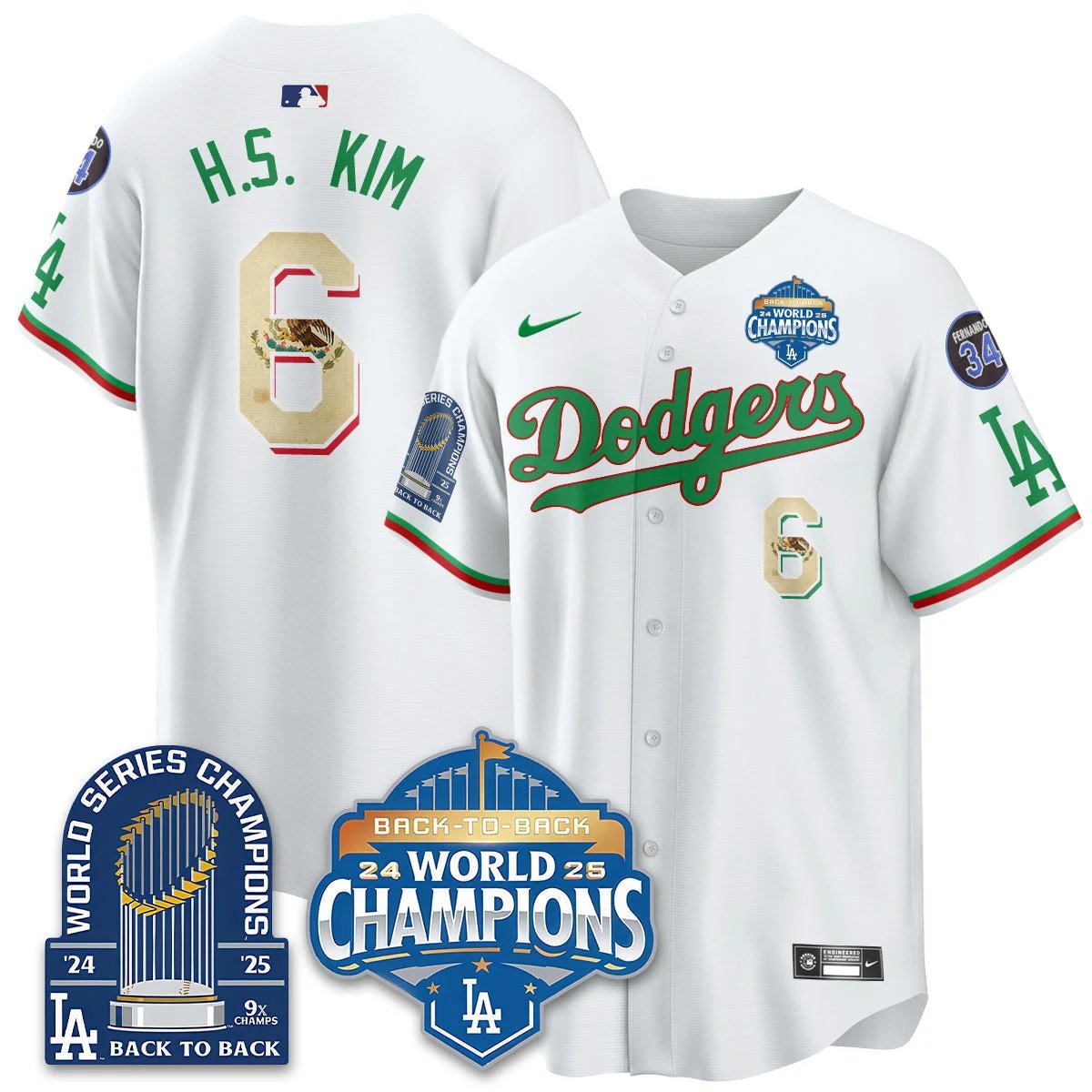 LAD Mexico World Series Champions Jersey - 9x Champs - All Stitched by Hotgearco