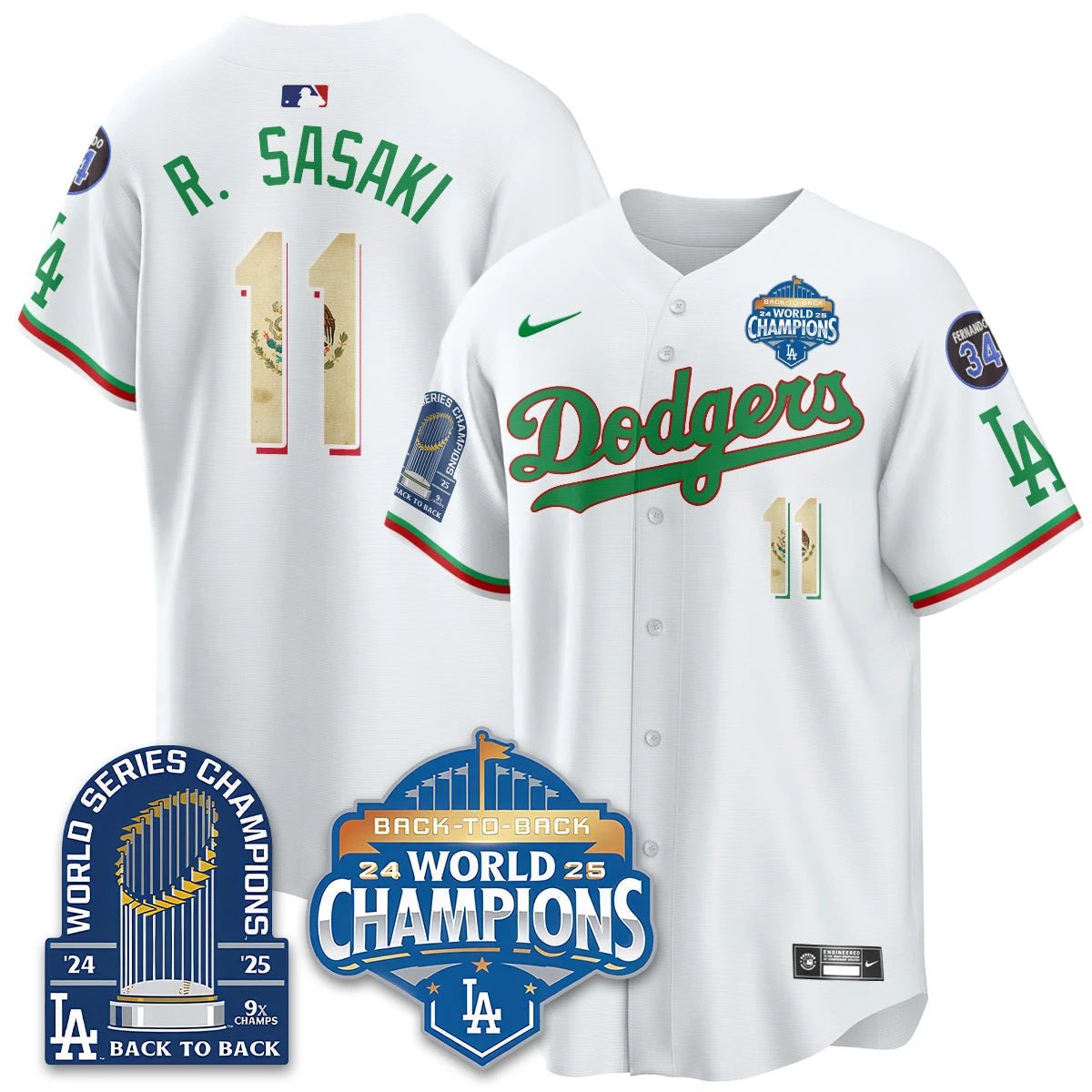 LAD Mexico World Series Champions Jersey - 9x Champs - All Stitched by Hotgearco