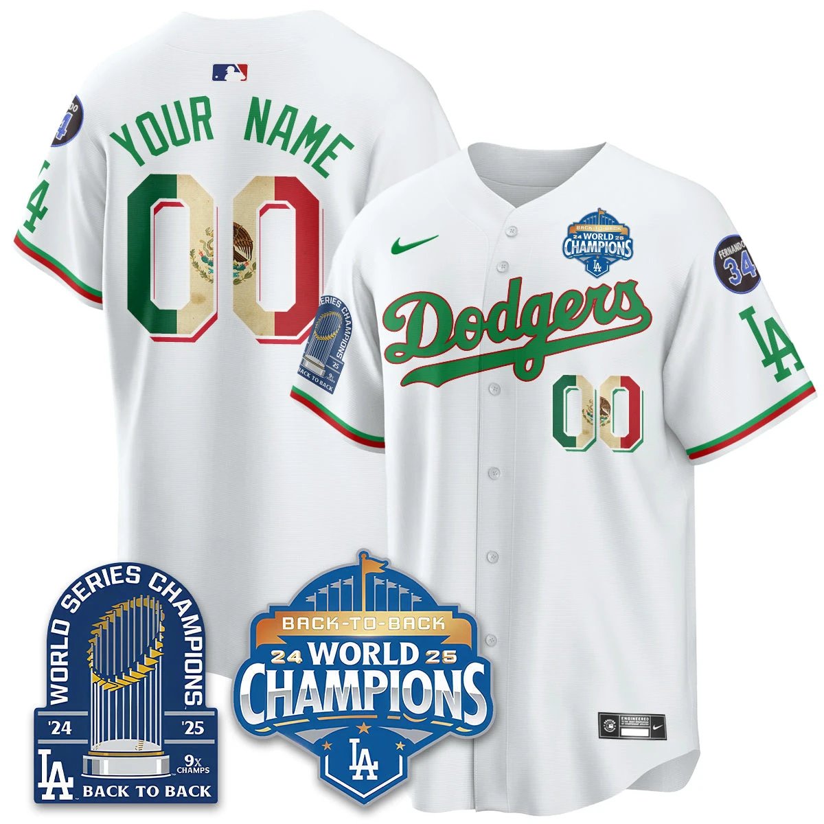 LAD Mexico World Series Champions Jersey - 9x Champs - All Stitched by Hotgearco