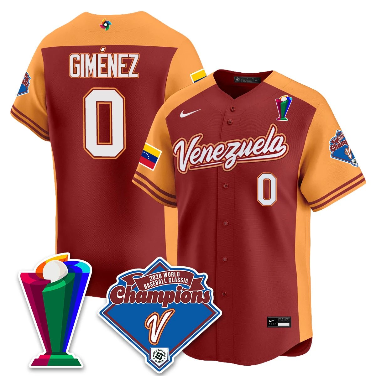 Venezuela Baseball 2026 World Baseball Classic Champions Limited Jersey - All Stitched by Team Venezuela