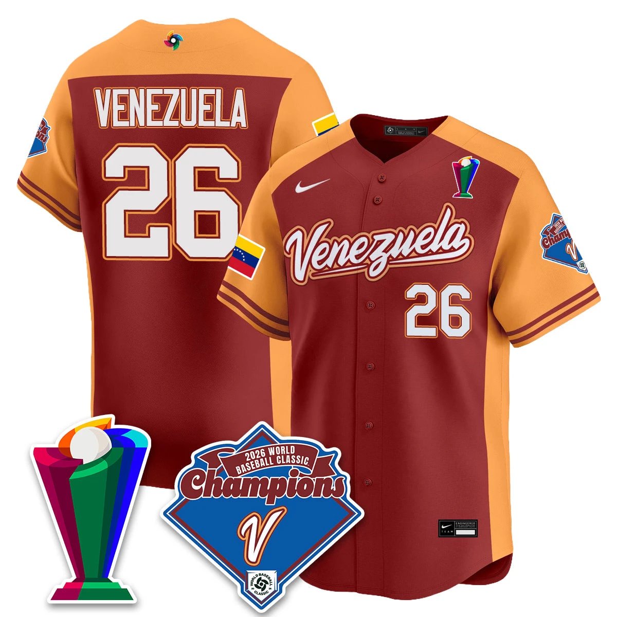 Venezuela Baseball 2026 World Baseball Classic Champions Limited Jersey - All Stitched by Team Venezuela