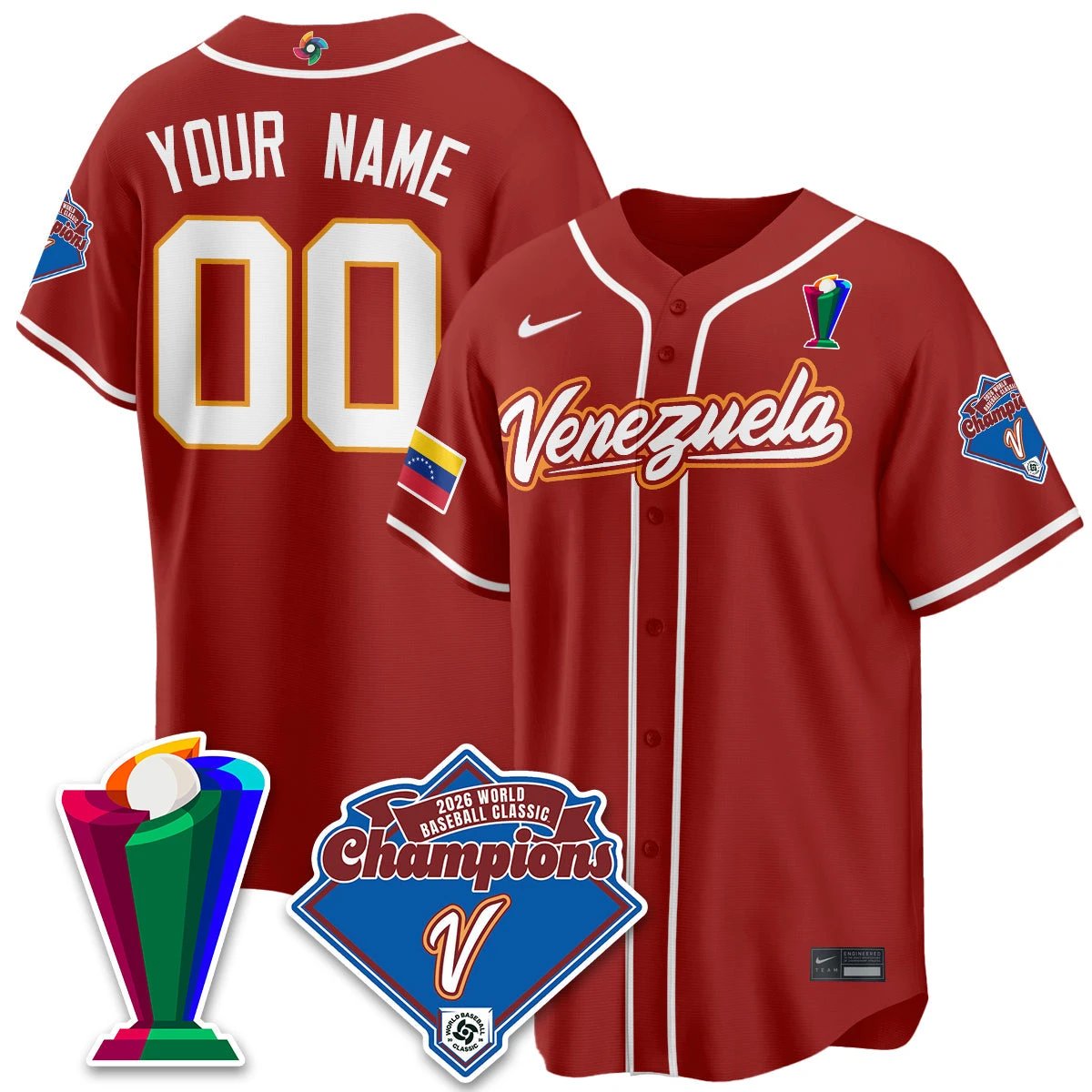 Venezuela Baseball 2026 World Baseball Classic Champions Limited Custom Jersey - All Stitched by Team Venezuela