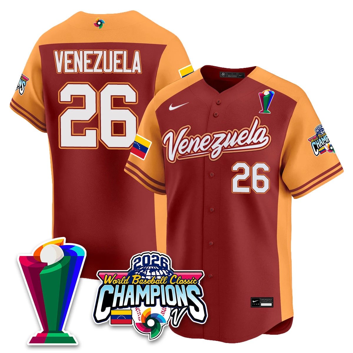 Venezuela Baseball 2026 World Baseball Classic Champions Limited Jersey V2 - All Stitched by Team Venezuela