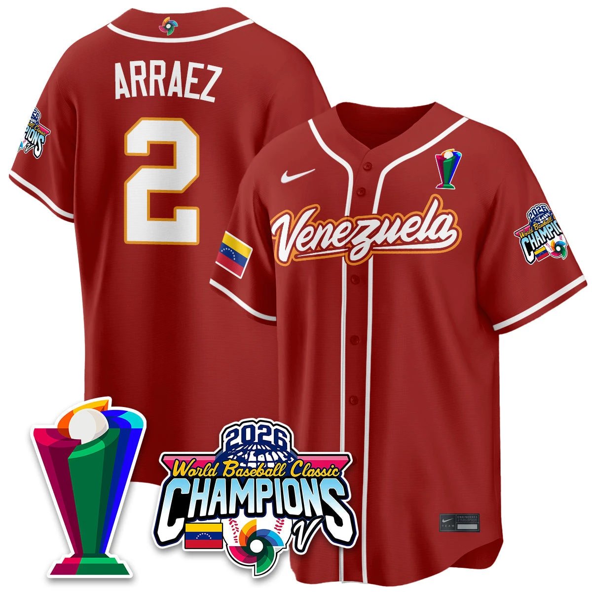 Venezuela Baseball 2026 World Baseball Classic Champions Limited Jersey V2 - All Stitched by Team Venezuela