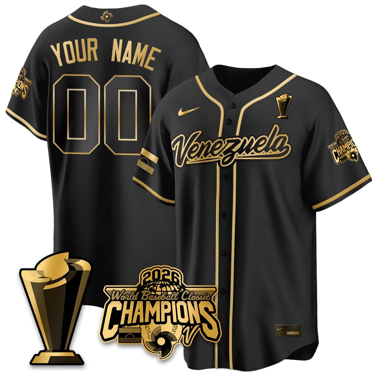 Custom Venezuela Baseball 2026 World Baseball Classic Champions Limited Jersey V2 - All Stitched by Team Venezuela