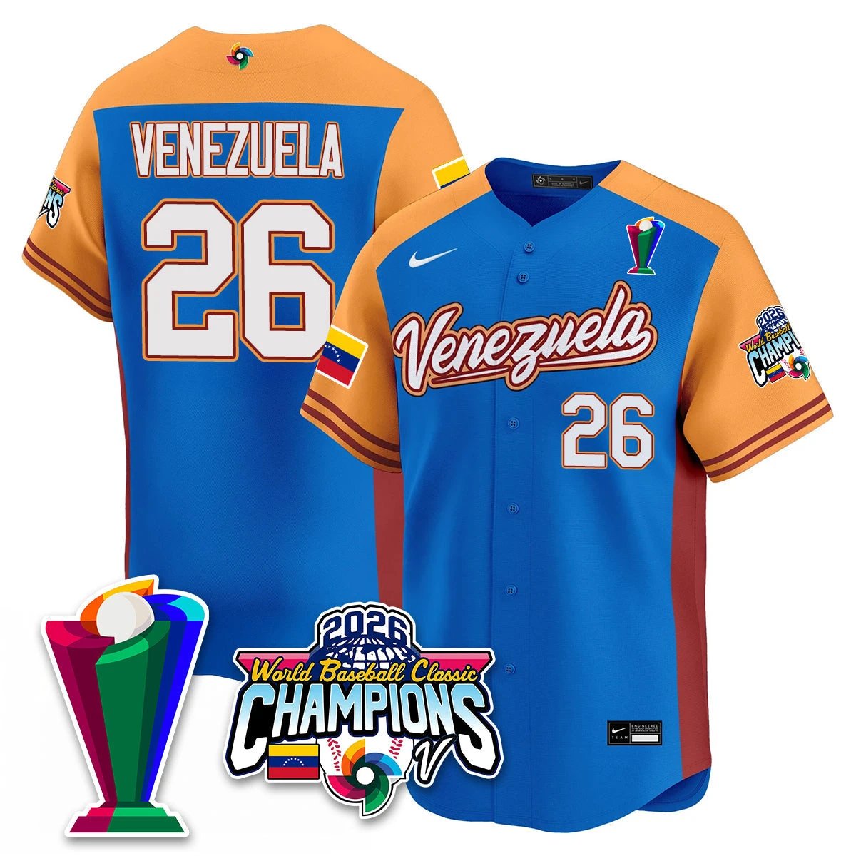 Venezuela Baseball 2026 World Baseball Classic Champions Limited Jersey V2 - All Stitched by Team Venezuela