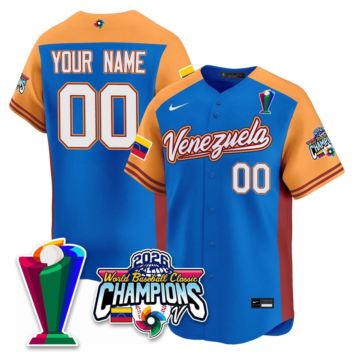 Custom Venezuela Baseball 2026 World Baseball Classic Champions Limited Jersey V2 - All Stitched by Team Venezuela