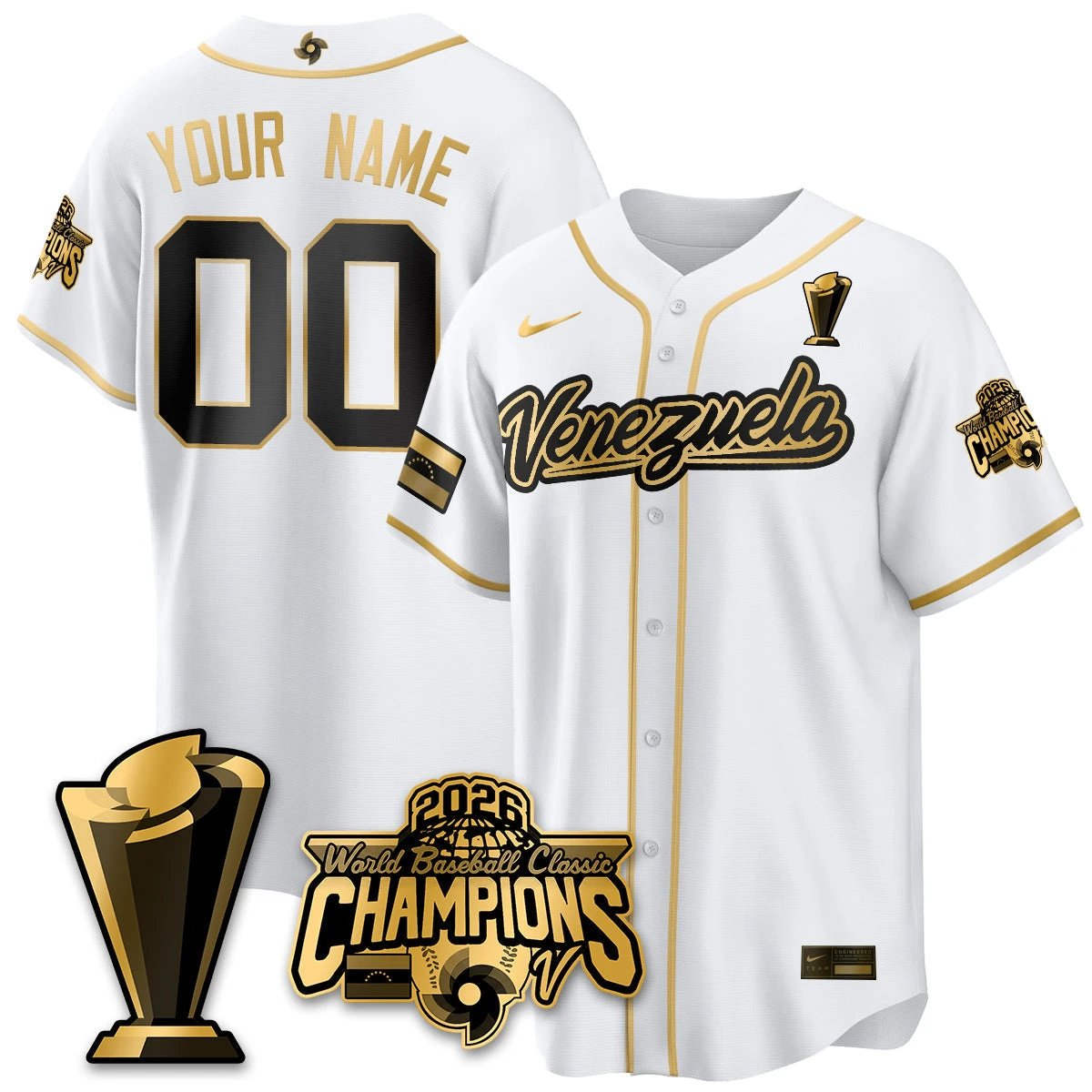 Custom Venezuela Baseball 2026 World Baseball Classic Champions Limited Jersey V2 - All Stitched by Team Venezuela