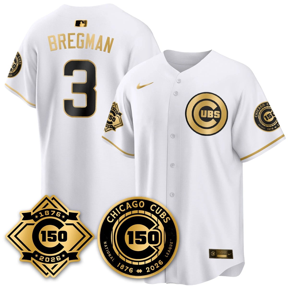 CHC Vapor Limited Gold Jersey - 150th Anniversary - All Stitched by Chicago Cubs