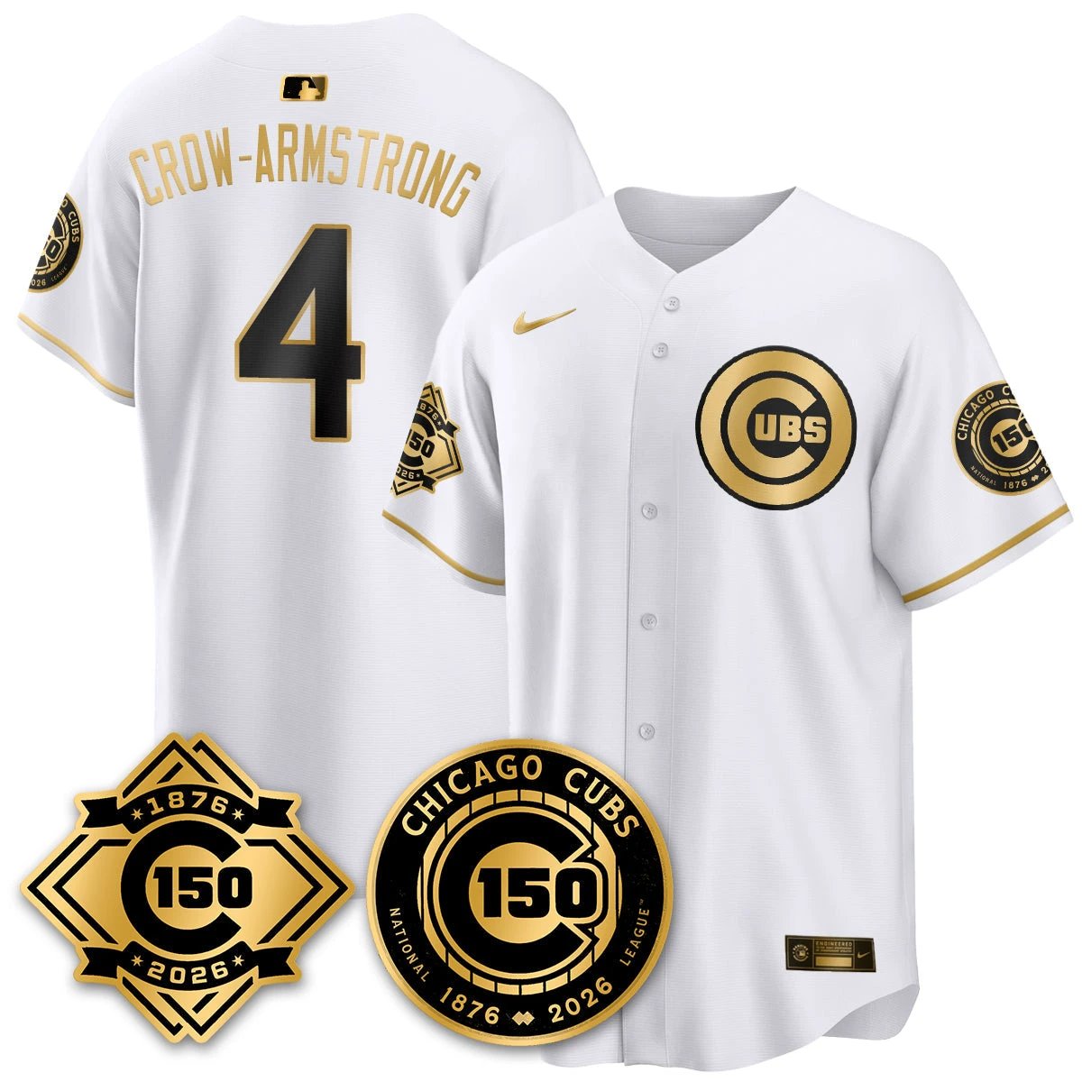 CHC Vapor Limited Gold Jersey - 150th Anniversary - All Stitched by Chicago Cubs