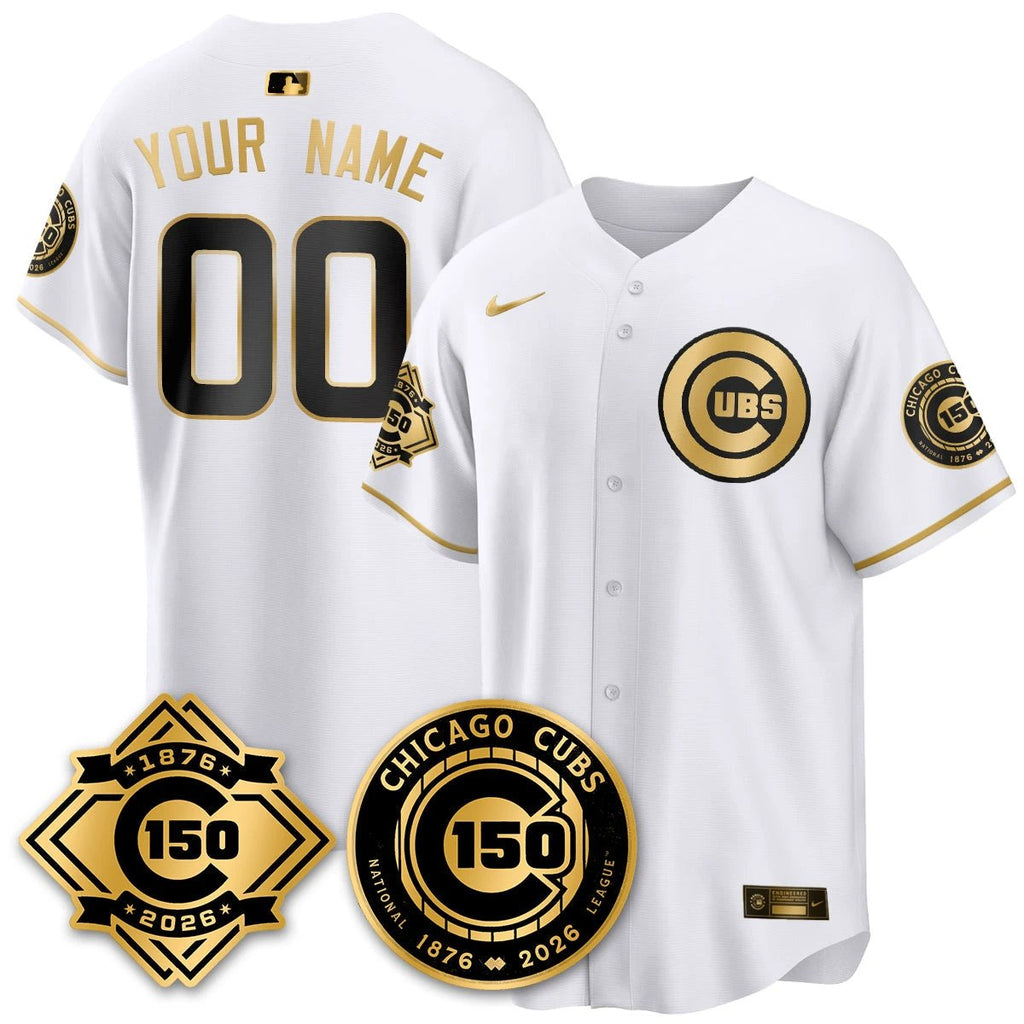 CHC Vapor Limited Gold Jersey - 150th Anniversary - All Stitched by Chicago Cubs