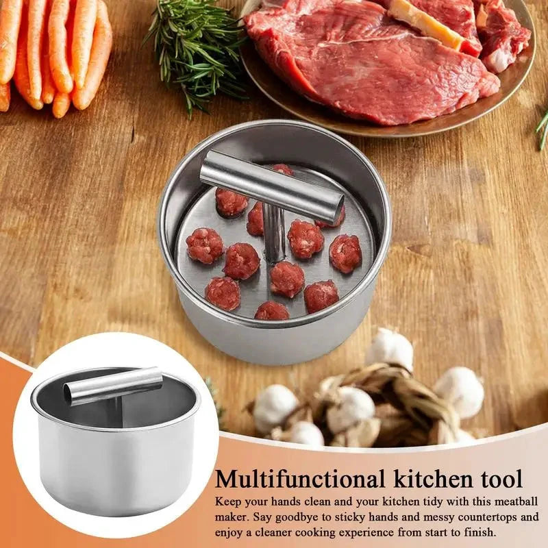 6/12 Hole Stainless Steel Hand Extruded Meatball Press Mold Maker by Bowlift