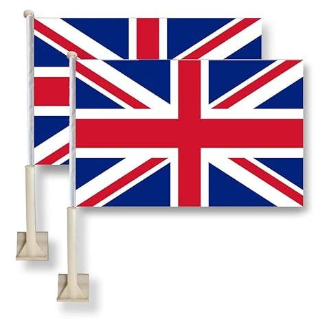 United Kingdom Car Window Flag 11X16Inch(28x40cm) 100% Polyester, Strong White Flagpole by flagsshop