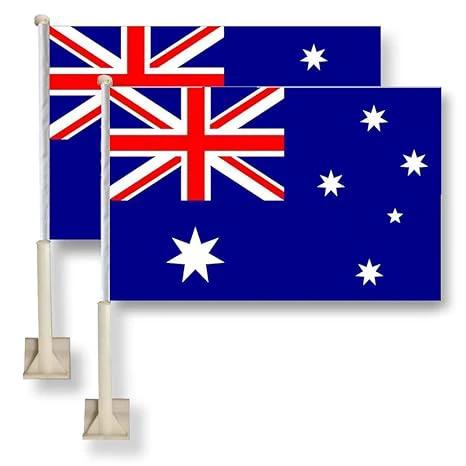 Australia Car Window Flag 11X16Inch(28x40cm) 100% Polyester, Strong White Flagpole by flagsshop