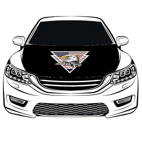 Car Hood Cover Flag ,Engine Flag of Eagle Logo,3.3X5ft/6X7FT, 100% Polyester Elastic Fabrics Can be Washed Suitable for large SUV and Pickup Trucks by flagsshop