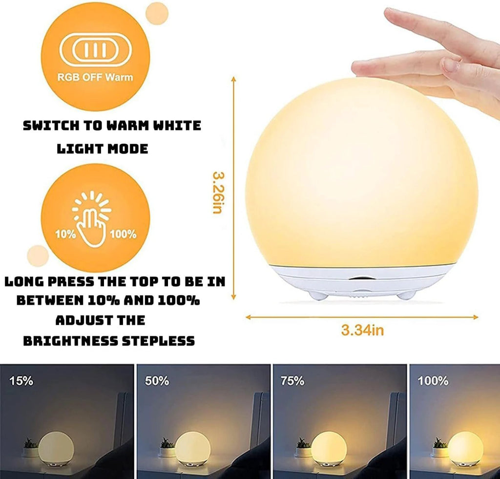 Breastfeeding Night Light | Soft BPA-Free Silicone Touch Lamp with Eye-Friendly Stepless Dimmer by BowLift