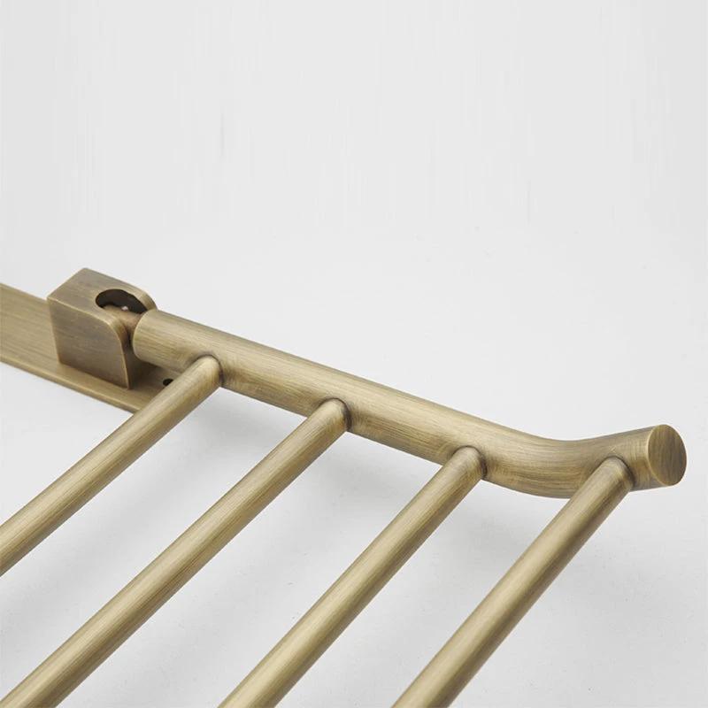 Worn Brass Traditional Bathroom Set with Bath Shelf/Paper Holder & Towel Bar by BowLift