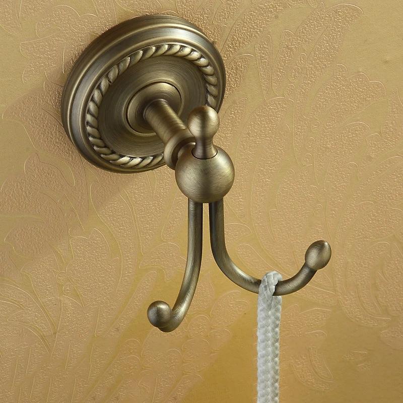 Worn Brass Traditional Bathroom Set with Bath Shelf/Paper Holder & Towel Bar by BowLift