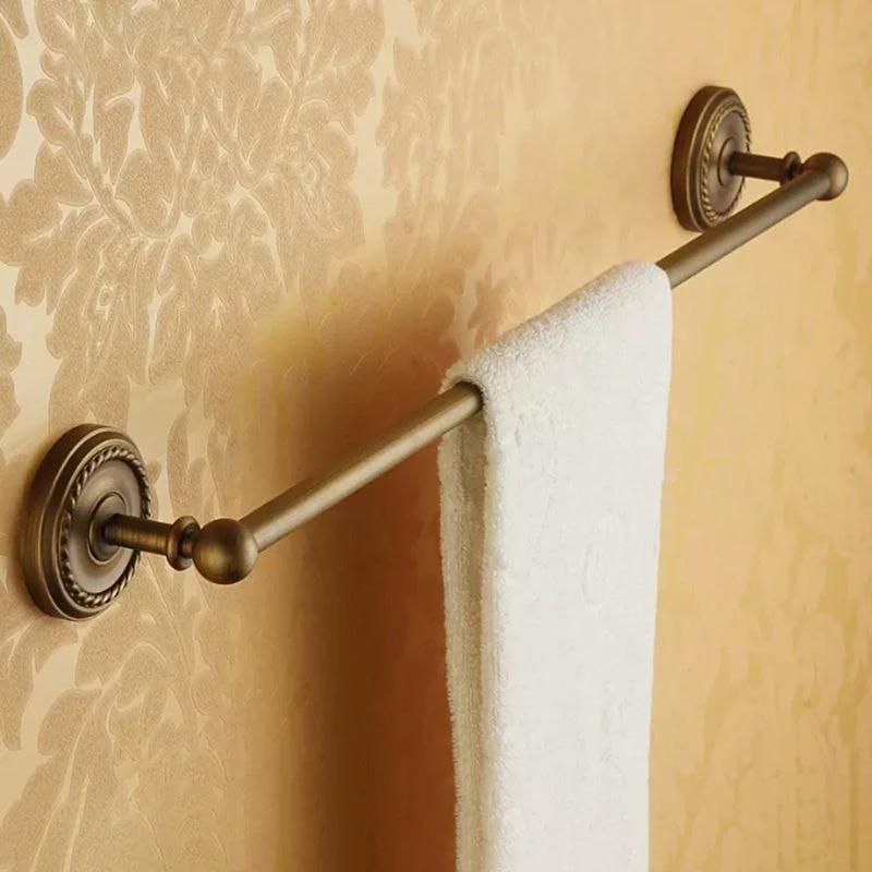 Worn Brass Traditional Bathroom Set with Bath Shelf/Paper Holder & Towel Bar by BowLift