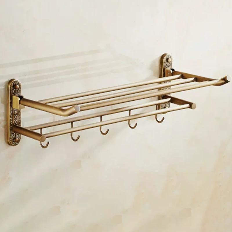 Worn Brass Traditional Bathroom Set with Bath Shelf/Paper Holder & Towel Bar by BowLift