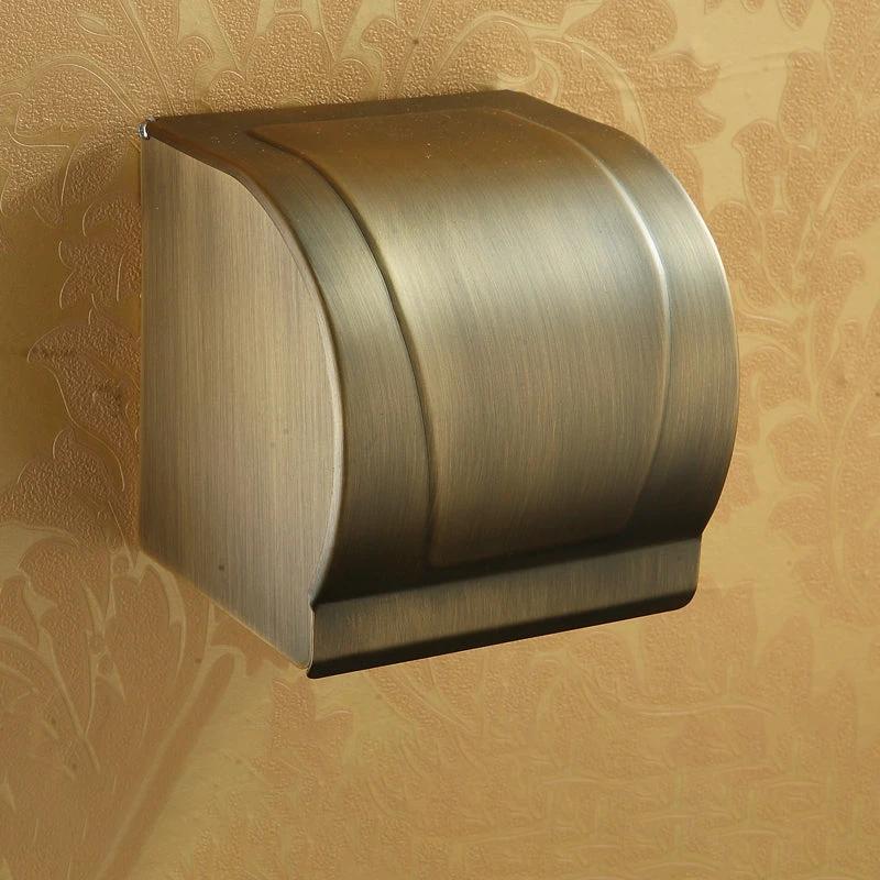 Worn Brass Traditional Bathroom Set with Bath Shelf/Paper Holder & Towel Bar by BowLift