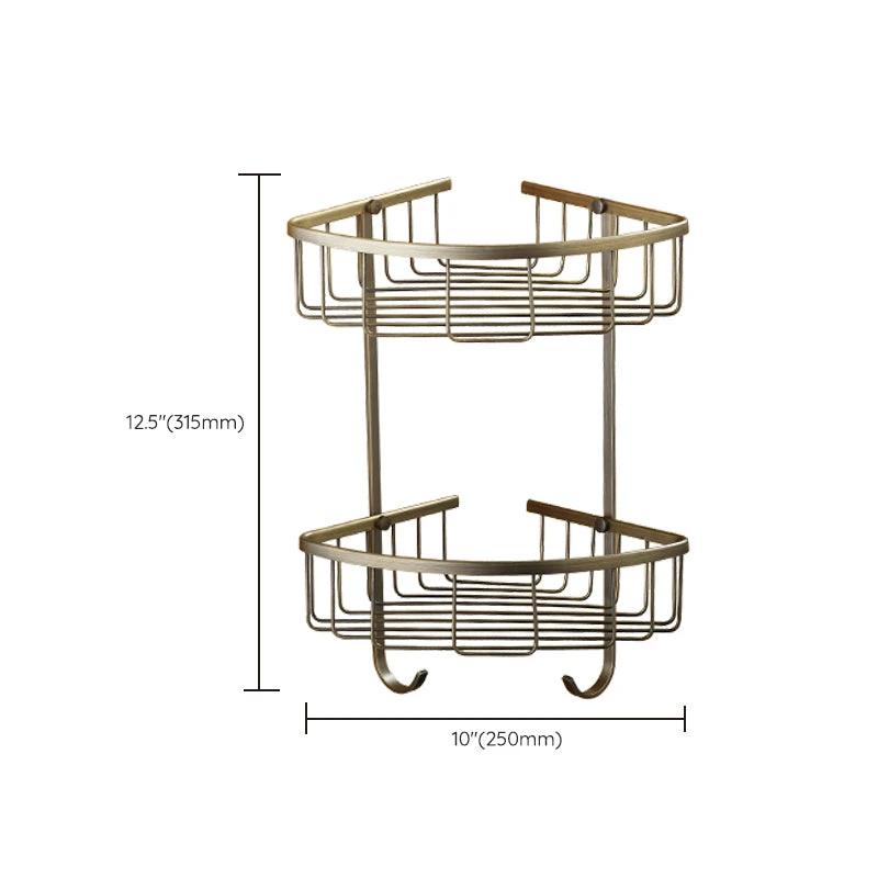 Worn Brass Traditional Bathroom Set with Bath Shelf/Paper Holder & Towel Bar by BowLift