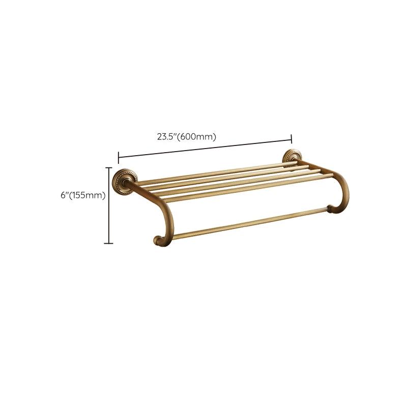Worn Brass Traditional Bathroom Set with Bath Shelf/Paper Holder & Towel Bar by BowLift