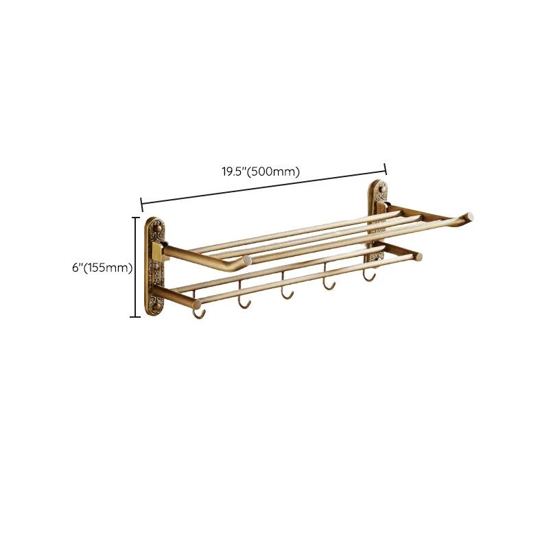 Worn Brass Traditional Bathroom Set with Bath Shelf/Paper Holder & Towel Bar by BowLift
