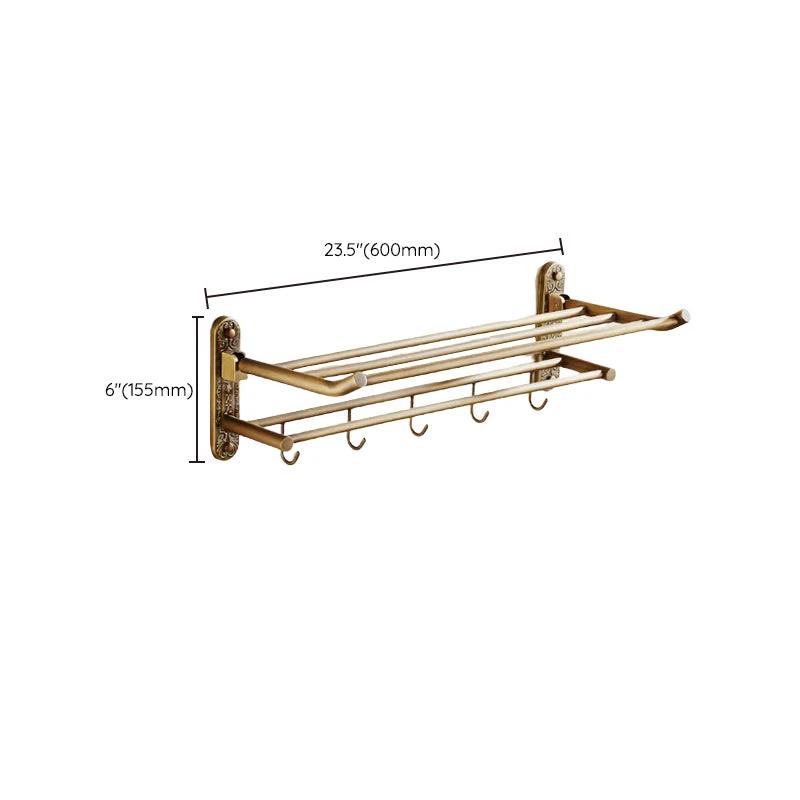 Worn Brass Traditional Bathroom Set with Bath Shelf/Paper Holder & Towel Bar by BowLift