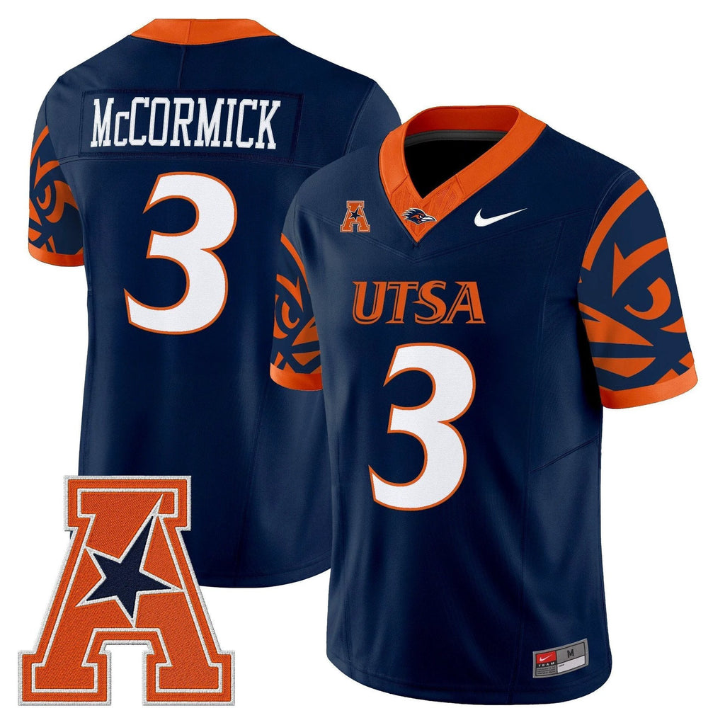 Sincere McCormick Jersey #0 UTSA Roadrunners 2025 Limited V2 Stitched Navy by My Store NCAA Football Jerseys