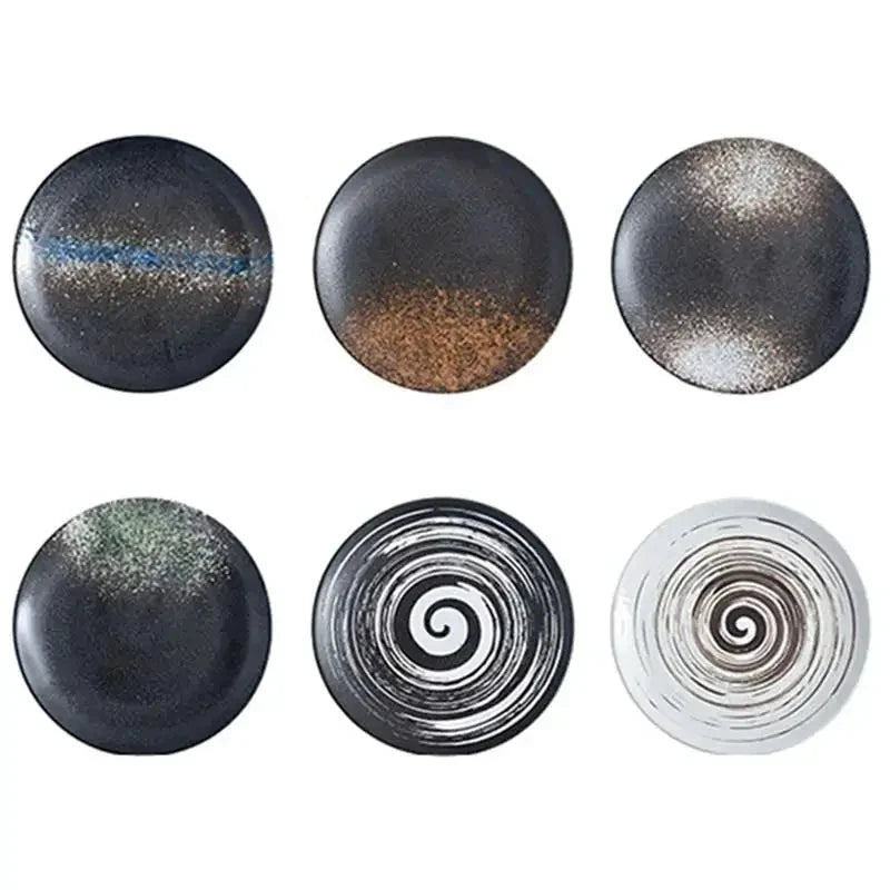 6/8/10" Ceramic Flat Dish Retro Japanese Style Steak Plate Pasta Tray by Bowlift